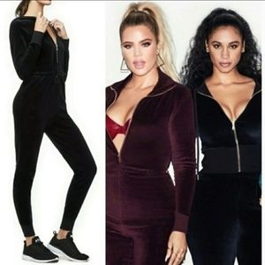 Good American Velour Hooded Jumpsuit - Size 1